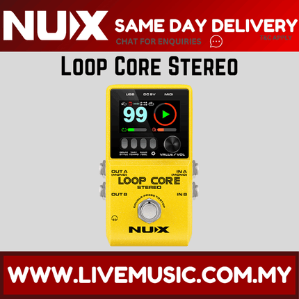 NUX Loop Core Stereo Electric Guitar Effect Pedal Looper Built In Rhythm Tracks And MIDI Control