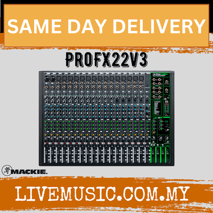 Mackie ProFX22v3 22 Channel Mixer Compact USB Mixers With Effects ( Pro FX 22V3/ProFx22/ProFX 22 V3)