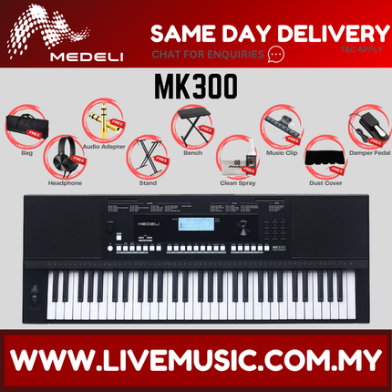 Medeli MK300 61-Keys Touch Sensitive Keyboard ( MK-300 MK 300 )