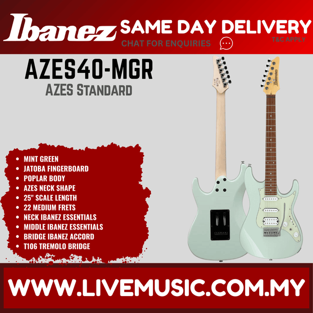 Ibanez AZES40 Essential Electric Guitar HSS Jatoba Fretboard - ( AZES40BK / AZES40MGR / AZES40PRB / AZES40PPK )