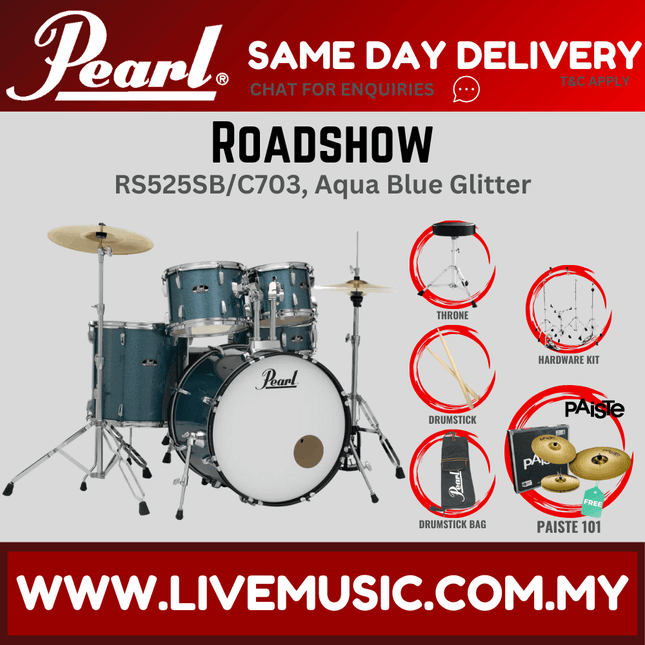 Pearl Roadshow RS525SB/C Drum Set with Paiste 101 Brass Cymbal set, Drum Throne