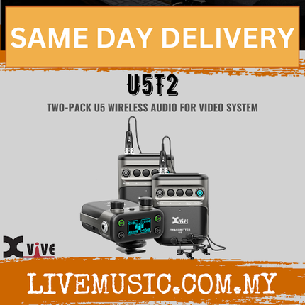 Xvive U5T2 2 Channel Wireless Audio For Video System With LV1 Lavalier Mic For Microphones And DSLR Camera (U5 T2)