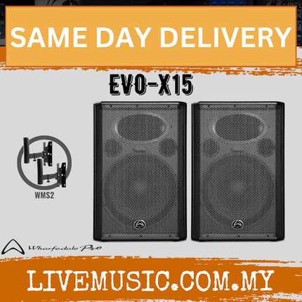 WHARFEDALE PRO EVO-X15 Series 350 Watts RMS 15" 2-Way Passive Loudspeaker With Speaker Stand - Each / Pair (EVOX15/EVO X15)
