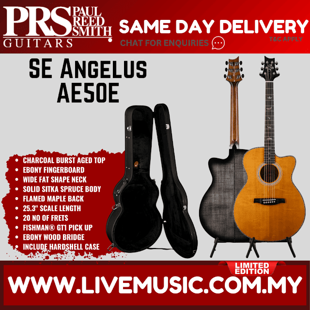 PRS Limited Edition SE AE50E Angelus Acoustic Guitar, Charcoal Burst Aged Top