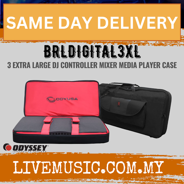 Red and black DJ controller media bag case with padded interior, front pocket and handles