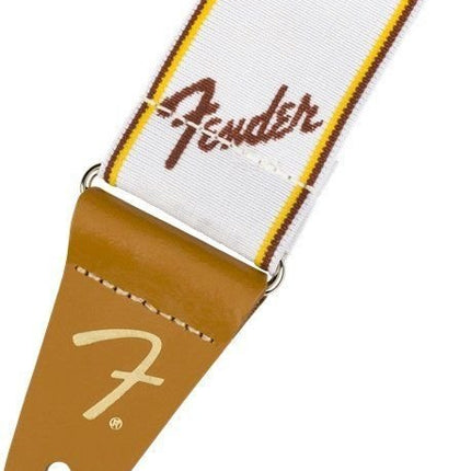 Fender WeighLess Monogram Guitar Strap, Multi-Colour - White/Brown/Yellow