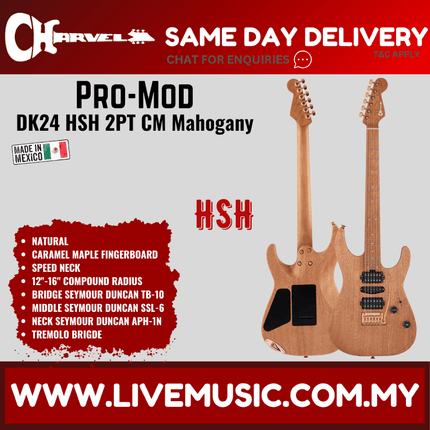 Charvel Pro-Mod DK24 HSH CM Mahogany Electric Guitar, Caramelized Maple FB, Natural