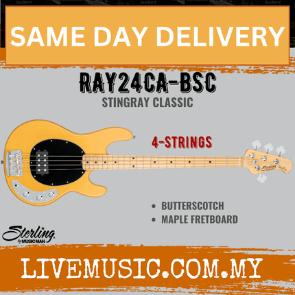 Sterling by Music Man RAY24CA StingRay Classic 4-String Electric Bass Guitar - Butterscotch (RAY-24CA/RAY 24CA)