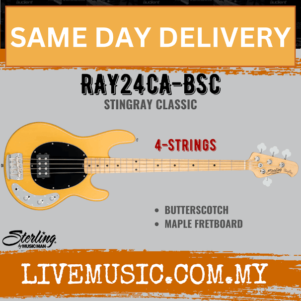 Sterling by Music Man RAY24CA StingRay Classic 4-String Electric Bass Guitar - Butterscotch (RAY-24CA/RAY 24CA)