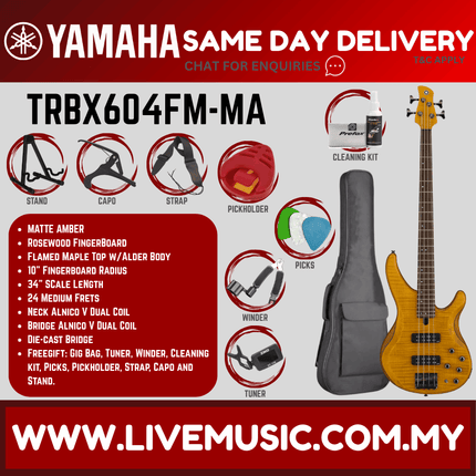 Yamaha TRBX604FM 4-string Electric Bass Guitar  ( TRBX 604FM / TRBX-604FM )