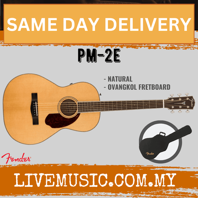 Fender PM-2E Standard Parlor Acoustic-Electric Guitar with Case - Natural (PM2E/PM 2E)