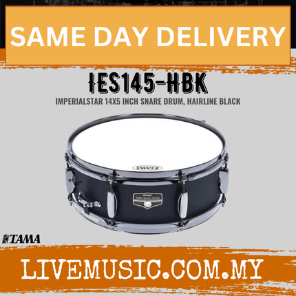 Tama IES145-HBK Imperialstar 14"x5" Inch Snare Drum, Hairline Black ( IES145 HBK / IES145HBK )