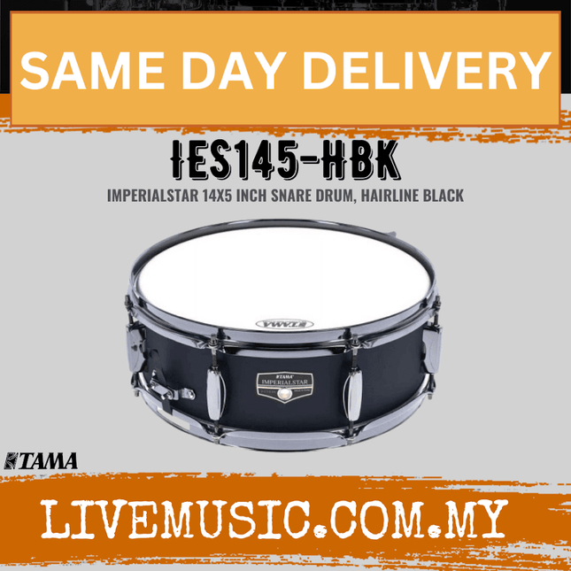 Tama IES145-HBK Imperialstar 14"x5" Inch Snare Drum, Hairline Black ( IES145 HBK / IES145HBK )