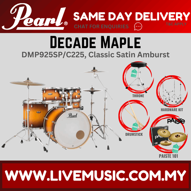 Pearl Decade Maple DMP925SP/C 5-Piece Drum Set with Paiste 101 Cymbals Set and Hardware