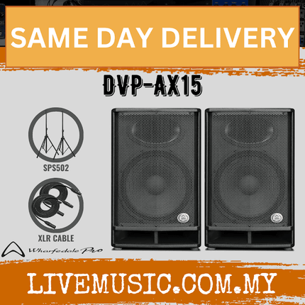 WHARFEDALE PRO DVP-AX15 Series 400 Watts RMS15" 2-Way Active Loudspeaker With Speaker Stand - Each/Pair (DVPAX15/DVP AX15)