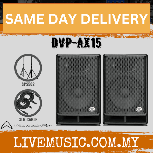 WHARFEDALE PRO DVP-AX15 Series 400 Watts RMS15" 2-Way Active Loudspeaker With Speaker Stand - Pair (DVPAX15/DVP AX15)