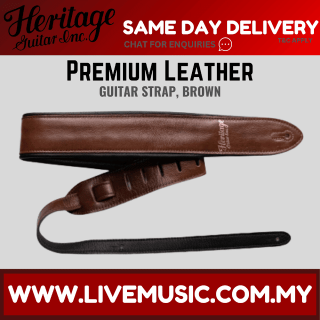 Heritage Premium Leather Guitar Strap, Brown