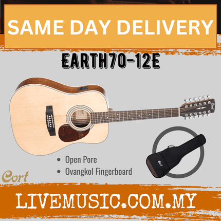 Cort Earth 70-12E - 12 String Acoustic Guitar with Gig Bag (Earth 70/12E Earth70)