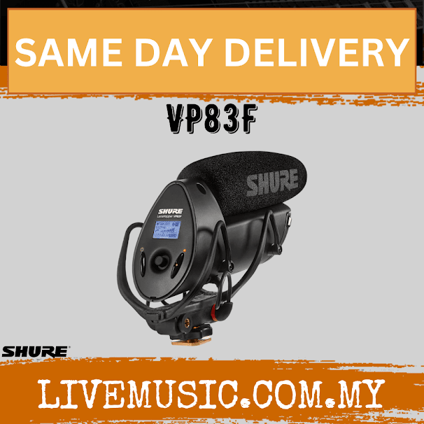 Shure VP83F LensHopper Camera-mount Compact Shotgun Microphone with Flash Recording ( VP-83F / VP 83F )