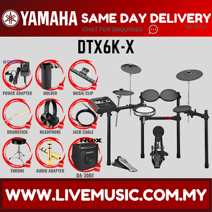 Yamaha DTX6K-X 5-Piece Electronic Drum Set with Drumsticks, Throne ( DTX6K X / DTX 6K X / DTX6KX )