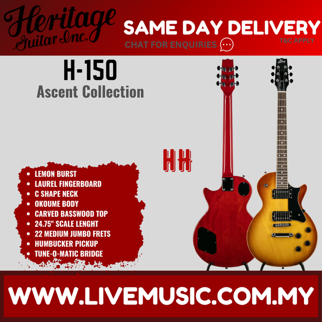 Heritage Ascent Collection H-150 Electric Guitar - Lemon Burst ( H150 H 150 )