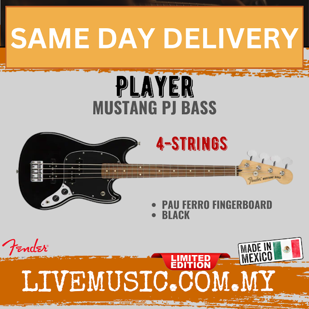 Black 4-string Precision bass guitar with Pau Ferro fingerboard and black pickguard