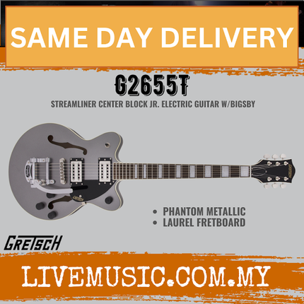 Gretsch G2655T Streamliner Center Block Jr. Electric Guitar w/Bigsby, Phantom Metallic