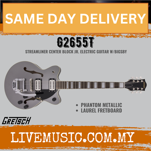 Gretsch G2655T Streamliner Center Block Jr. Electric Guitar w/Bigsby, Phantom Metallic