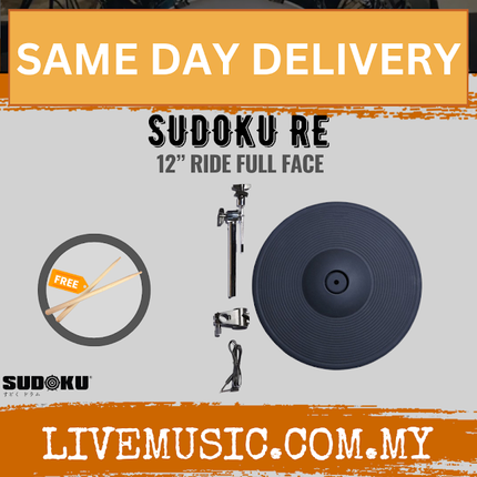 Sudoku 12” RE Electric Drum Ride Full Face Cymbal and Boom Stand