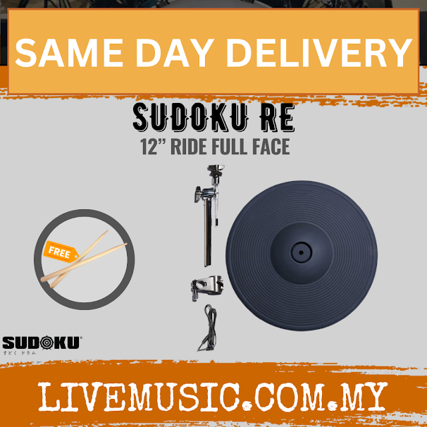 Sudoku 12” RE Electric Drum Ride Full Face Cymbal and Boom Stand