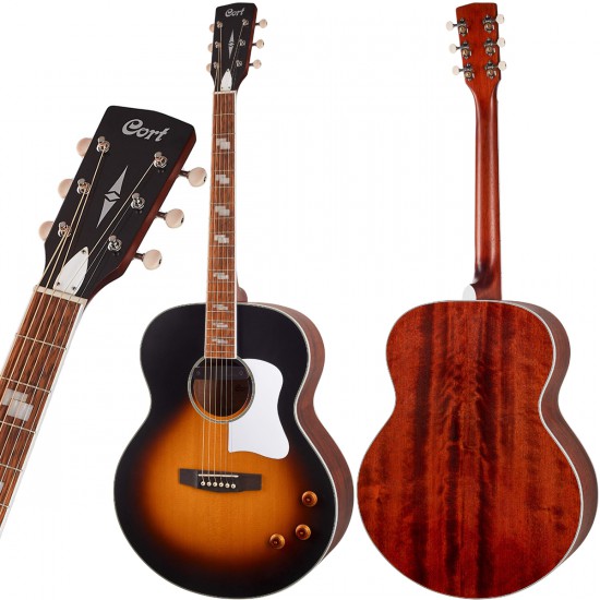 Cort CJ Retro - Jumbo sized Acoustic-Electric Guitar with Gig Bag - Vintage Sunburst Matt (CJRetro/CJ-Retro)