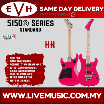 EVH 5150 Series Standard Electric Guitar, Maple FB, Neon Pink