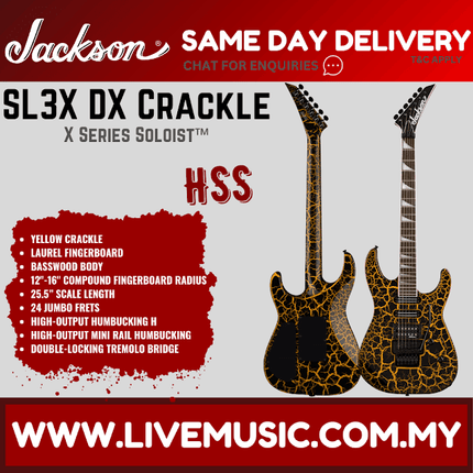 Jackson X Soloist SL3X DX Electric Guitar, Yellow Crackle
