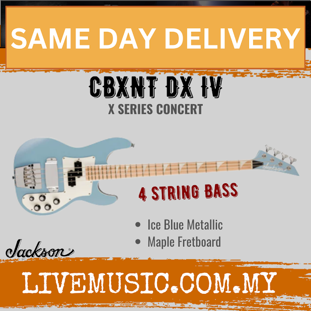 Jackson X Series Concert Bass CBXNT DX IV Electric Bass Guitar, Maple FB, Ice Blue Metallic