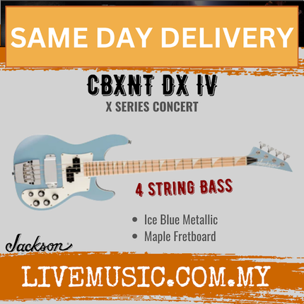 Jackson X Series Concert Bass CBXNT DX IV Electric Bass Guitar, Maple FB, Ice Blue Metallic