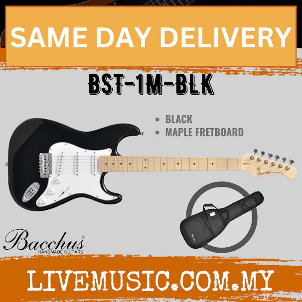 Bacchus BST-1M Electric Guitar, Maple Fretboard - Black (BST1M/BST-1M)