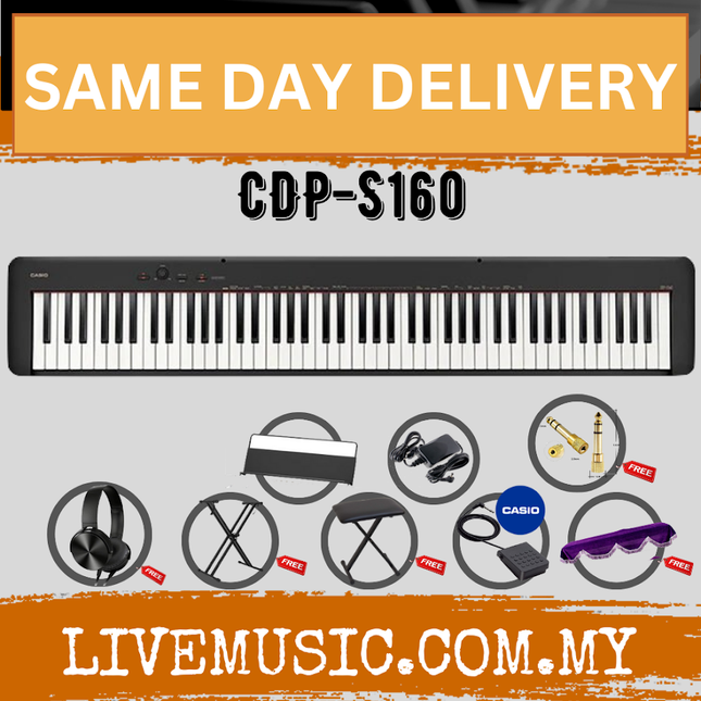 Casio CDP-S160 88-key Digital Piano with Stand, Bench & Headphone - Black ( CDPS160 / CDP S160 )