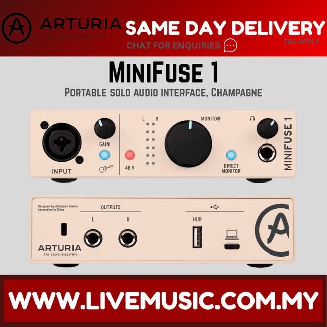 Arturia MiniFuse 1 USB-C Audio Interface, Champagne