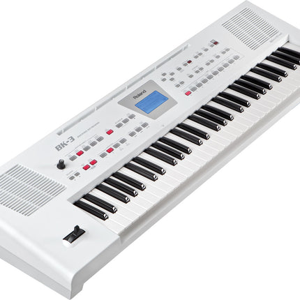 Roland BK-3 - 61 Keys White Backing Keyboard with Note Stand and Adapter (BK3/BK 3)