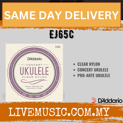 D'Addario EJ65C Pro-Arté Custom Extruded Nylon Ukulele Strings, Concert (EJ-65C/DAddario)