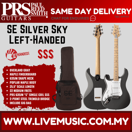 PRS SE Silver Sky Left-Handed Electric Guitar w/Bag, Maple FB
