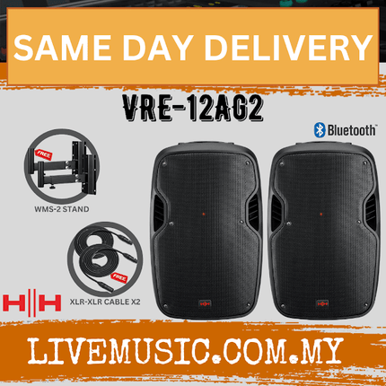 HH Electronic VECTOR VRE-12AG2 800W Active PA Speaker With Speaker Stand And Cable ( VRE12AG2 / VRE 12AG2 )