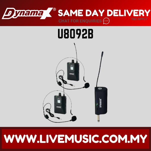 DYNAMAX U8092B Dual UHF Wireless Vocal Dynamic Microphone Headset Mic ( U-8092B U 8092B )