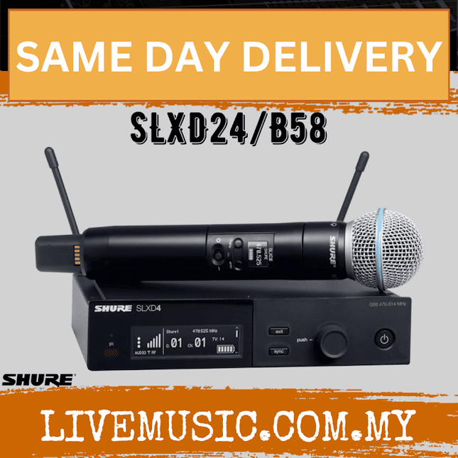 Shure SLXD24/B58 Wireless System with Beta 58A Handheld Transmitter ( SLXD SLXD24-B58 / SLXD24B58 )