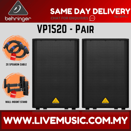Behringer Eurolive VP1520 Passive PA Speaker With Speaker Stand and Cable - Each / Pair ( VP-1520 / VP 1520 )