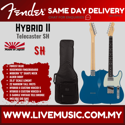 Fender Japan Hybrid II Telecaster SH Electric Guitar, RW FB