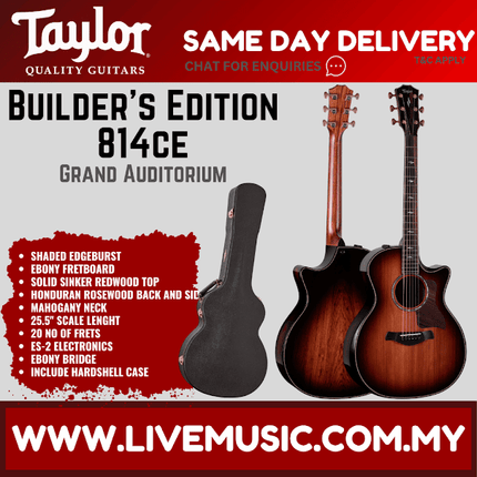 Taylor Builders Edition 814ce Honduran Rosewood/Redwood Acoustic Guitar w/Case, Shaded Edgeburst ( 814-ce / 814 ce )
