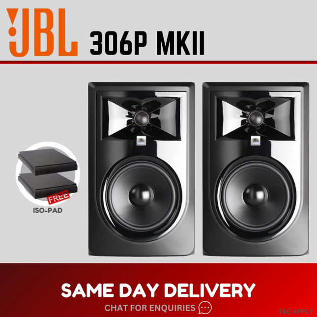 JBL LSR306P MKII Powered 6 Inch Two-Way Studio Monitor - Pair