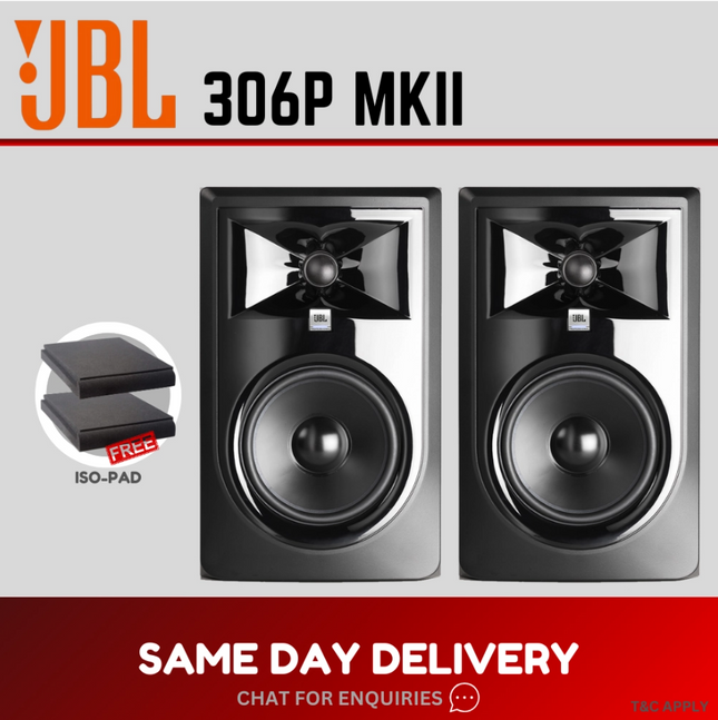 JBL LSR306P MKII Powered 6 Inch Two-Way Studio Monitor - Pair
