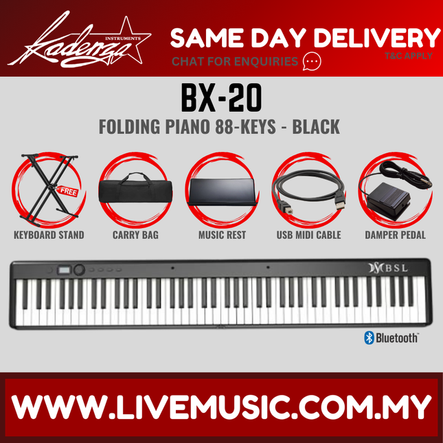 BSL BX-20 88 Keys Folding Piano Semi Weighted Keyboard With Bluetooth - Black ( BX 20 / BX20 )